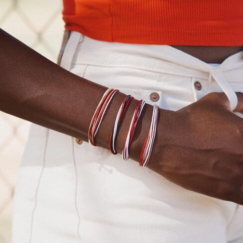 Pura Vida Bracelet Braided Womens Stackable Bracelet, One Size, Red/Grey/White in Saudi Arabia