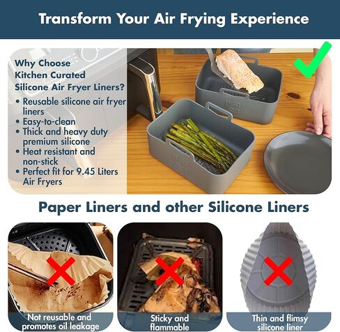 بطانات مقلاة سليكون مميزة من سيليكون-قابلة لإعادة الاستخدام ، مخصصة لصالح Ninja Dualzone 10-Quart Air Fryers (DZ401 ، DZ550 متوافق) in Kuwait