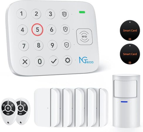 Wireless Home Alarm System 9 PCS, 2.4G WiFi/4G Alarm System with 7 in Touchscreen, Remotes, Door Sensors, Motion Detector for Home, Apartment Security, Compatible with Alexa & Google, No Monthly fees in Kuwait