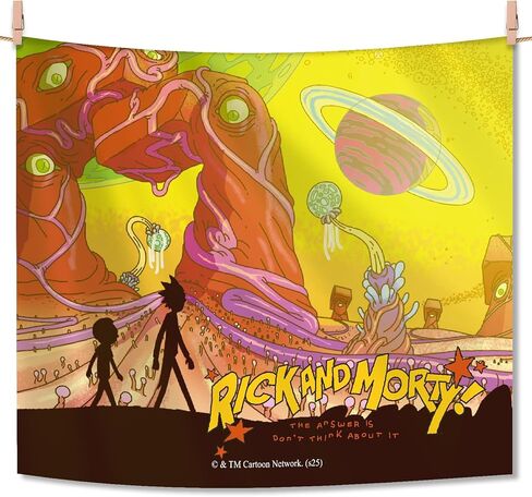 Rick and Morty Blue Space Wall Tapestry for Room, Anime Space Wall Tapestry for Adult Teens, Cool Humour and Imagine Aesthetic, Hippie Decor Hanging Art, Photo backdrop Props Picnic Mat (Blue and Pink) in Saudi Arabia