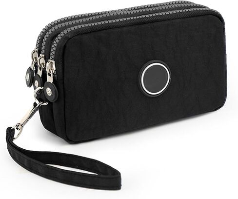 Wallet for Men Women,Large Capacity Wristlet Wallet Oxford Cloth Pouch 3 Layers Handbag Purse,Black in Saudi Arabia