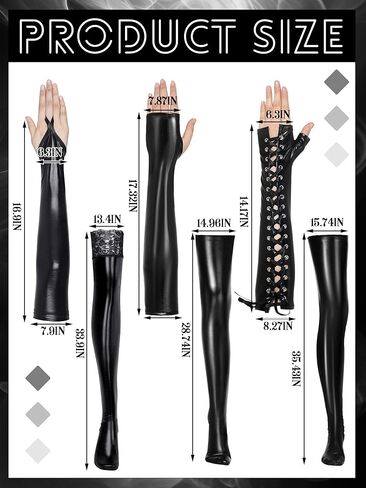 6 Pcs Women's Wet Look Costume Set Shiny Fingerless Long Gloves Thigh High Stockings for Halloween Cosplay in Saudi Arabia