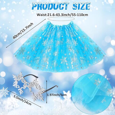 Mepase 6 Set Winter Snowflake Costume Tutu Tulle Skirts Snowflake Sunglasses for Women Adults Winter Cosplay Party Favors in Saudi Arabia