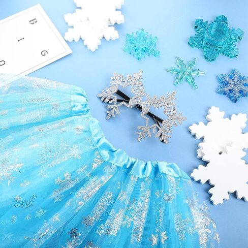 Mepase 6 Set Winter Snowflake Costume Tutu Tulle Skirts Snowflake Sunglasses for Women Adults Winter Cosplay Party Favors in Saudi Arabia