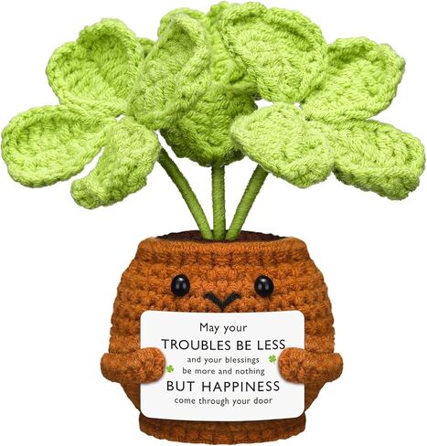 Realspring St. Patrick's Day Gifts Crochet Irish Blessing Gifts Green Handmade Crochet Shamrock Ornaments St. Patrick's Day Decor for Home Office Desk Table Shelf(Blessings) in Saudi Arabia