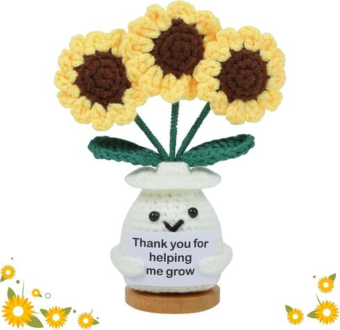 Sunflower Teacher Appreciation Gifts, Thank You Gifts for Women, Handmade Positive Emotional Support Crochet Plant with Card Teacher Appreciation Week, Graduation - Sunflower/Rose in Saudi Arabia