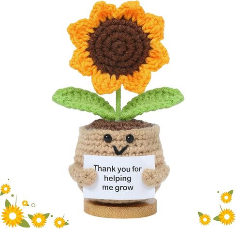 Sunflower Teacher Appreciation Gifts, Thank You Gifts for Women, Handmade Positive Emotional Support Crochet Plant with Card Teacher Appreciation Week, Graduation - Sunflower/Rose in Saudi Arabia