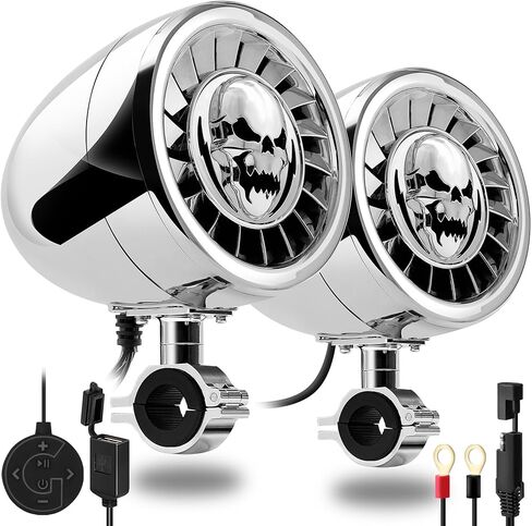 GoHawk AS5-X All-in-One 600W Built-in Amplifier 5" Full Range Waterproof Bluetooth Motorcycle Stereo Speakers Audio Amp System for Ape-Hanger Handlebar Crashbar Harley Custom Touring Cruiser in Saudi Arabia