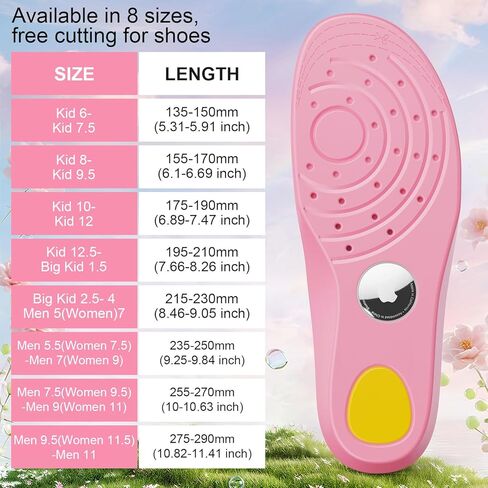 Insoles Compatible with Airtag Hidden Holder for Kids, Tracker Device Case Comfortable Shoe Inserts for Children Adults and Elderly, Cute Flower Inserts for Shoes Pink 175-190mm in Saudi Arabia