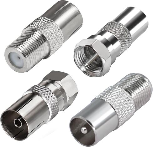 Type F PAL Aerial Adapter, F Male to PAL Male Coaxial Connector, F Plug to TV Plug Coax Coupling for Coaxial Cable, Satellite Cable, Antenna Cable, Aerial Cable F Type Screw Connector 4Pcs in Saudi Arabia