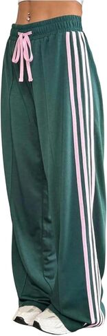 GORGLITTER Women's Plus Size Side Striped Track Pants Drawstring High Waisted Baggy Wide Leg Trousers in Saudi Arabia