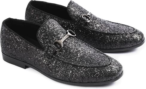 حذاء رجالي من Penny سهل الارتداء لامع بدون كعب معدني Moc-Toe Tuxedo Dress Shoes سباركلي ترتر شبشب للتدخين حفلة موسيقية حفل زفاف مريح خفيف الوزن in Saudi Arabia