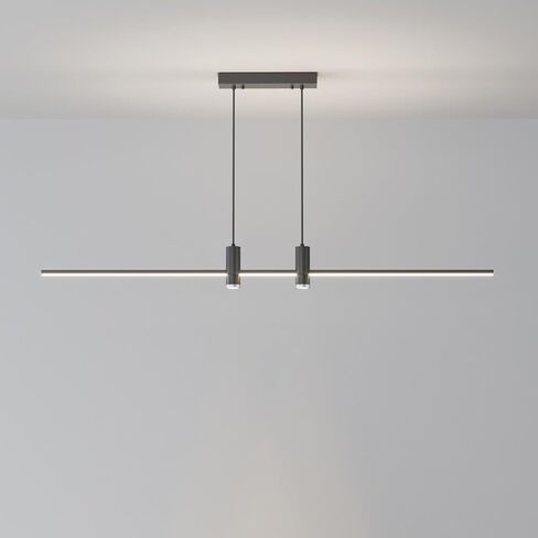 LNPTAL الحديثة LED الخطي قلادة الخفيفة، أنبوب نحيل عكس الضوء طويل الثريا بقعة ضوء، شريط أسود الصناعية شنقا مصباح لطاولة بلياردو، جزيرة المطبخ in Kuwait