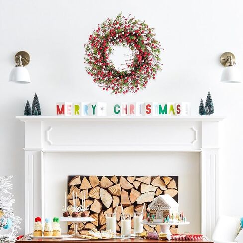 22 Inch Red Berry Christmas Wreath for Front Door Winter Berry Wreath for Seasonal Decoration Winter Farmhouse Home Hoilday Christmas Party Decorations Indoor/Outdoor in Saudi Arabia