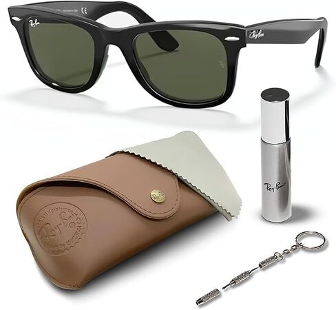Ray-Ban RB2140F ORIGINAL WAYFARER CLASSIC LOW BRIDGE FIT Square Shaped Sunglasses with Official RAYBAN Eyewear Kit in Saudi Arabia