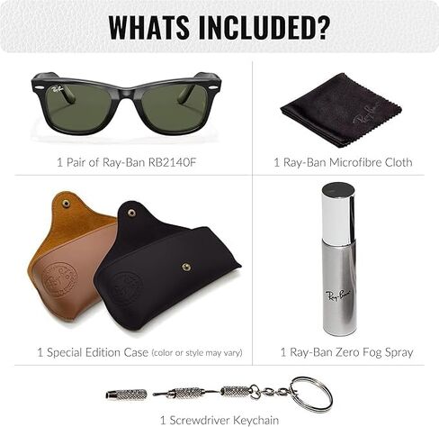 Ray-Ban RB2140F ORIGINAL WAYFARER CLASSIC LOW BRIDGE FIT Square Shaped Sunglasses with Official RAYBAN Eyewear Kit in Saudi Arabia
