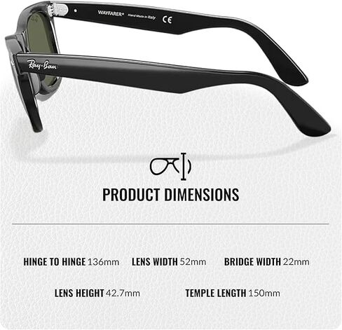 Ray-Ban RB2140F ORIGINAL WAYFARER CLASSIC LOW BRIDGE FIT Square Shaped Sunglasses with Official RAYBAN Eyewear Kit in Saudi Arabia