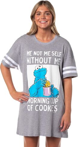 فستان بيجامة نسائي من Sesame Street بتصميم Cookie Monster Morning Cup للبالغين in Saudi Arabia