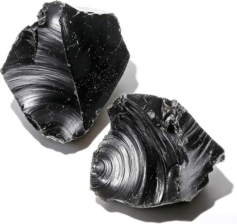 2 Pcs Black Obsidian Raw Crystals, 1.2-2" Large Natural Rough Stones Rocks Healing Crystal for Tumbling Cabbing Polishing Decoration Wire Wrapping Wicca Reiki in Saudi Arabia