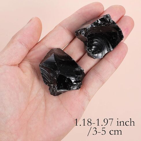 2 Pcs Black Obsidian Raw Crystals, 1.2-2" Large Natural Rough Stones Rocks Healing Crystal for Tumbling Cabbing Polishing Decoration Wire Wrapping Wicca Reiki in Saudi Arabia