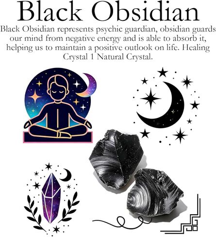 2 Pcs Black Obsidian Raw Crystals, 1.2-2" Large Natural Rough Stones Rocks Healing Crystal for Tumbling Cabbing Polishing Decoration Wire Wrapping Wicca Reiki in Saudi Arabia