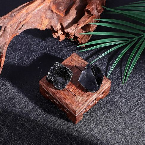 2 Pcs Black Obsidian Raw Crystals, 1.2-2" Large Natural Rough Stones Rocks Healing Crystal for Tumbling Cabbing Polishing Decoration Wire Wrapping Wicca Reiki in Saudi Arabia