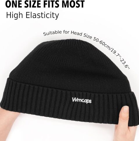 Wmcaps Winter Fleece Lined Beanie for Men Women, Warm Knit Hat Thermal Stocking Cap with Reflective Logo in Saudi Arabia