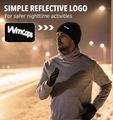 Wmcaps Winter Fleece Lined Beanie for Men Women, Warm Knit Hat Thermal Stocking Cap with Reflective Logo in Saudi Arabia
