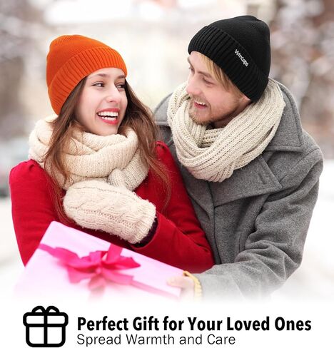 Wmcaps Winter Fleece Lined Beanie for Men Women, Warm Knit Hat Thermal Stocking Cap with Reflective Logo in Saudi Arabia