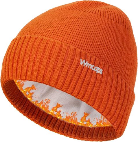 Wmcaps Winter Fleece Lined Beanie for Men Women, Warm Knit Hat Thermal Stocking Cap with Reflective Logo in Saudi Arabia