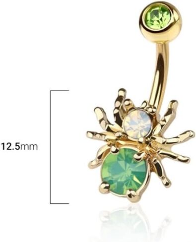 14GA Gold Plated 316L Stainless Steel CZ Crystal Green Belly Spider Belly Button Ring in Saudi Arabia