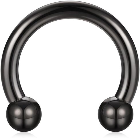 FUNLMO G23 Titanium Septum Jewelry Horseshoe Nose Ring Circular Barbell Stretched Pincher Nose Piercing Jewelry Internally Threaded PA Ring 12G 10G 8G 6G 4G 2G 0G 10-19mm in Saudi Arabia