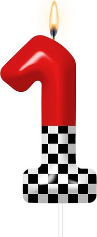 Racing Car Themed Birthday Candle Number 5 Red Checkered Flag Candle Birthday Party Decoration Cake Topper for Reunions Theme Party Supplies (Number 5) in Saudi Arabia