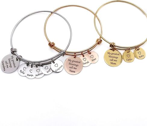 Personalized Grandma Bracelet, Engraved Children's Names, Ideal Gift for Mother's Day, Christmas, Birthday, My greatest blessings call me... in Saudi Arabia