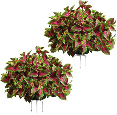 QIANYUN 17" Artificial Colorful Foliage Ball, UV Resistant Faux Leaf Bush, Pre-Assembled Outdoor Decorative Plant for Garden, Front Door, Lawn, Planters or Patio (1, Mixed Colors) in Saudi Arabia