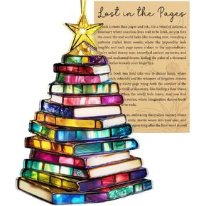 هدايا لمحبي الكتب، زخرفة الكتاب مع البطاقة، زخارف ديكور الكتب لشجرة عيد الميلاد، هدايا المعلم للقراء النساء، نادي الكتب، دودة الكتب، المكتبة، 2025 زخرفة رف الكتب (شجرة الشرارة) in Kuwait