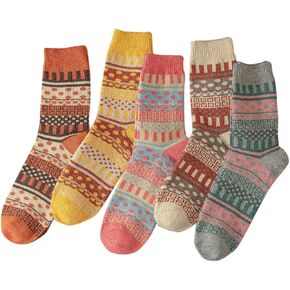 5 أزواج من الجوارب الشتوية للنساء، جوارب سميكة دافئة وناعمة مقاس 2 5-9/9-11 in Kuwait