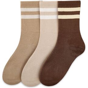 LUSCINIA Cute Crew Socks Women: Striped Retro Classic Athletic Cotton for Gym Skater School Size 6-11 in Saudi Arabia
