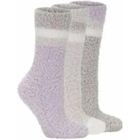 Women's 3-Pair Cozy Crew Ultra Soft Socks Purple/Grey Fits women's shoe size: 5-9.5 in Saudi Arabia