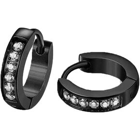 Mens earrings stainless steel antiallergy Cartilage piercing cubic zircon huggie earrings gold silver hoop earrings set for men in Saudi Arabia