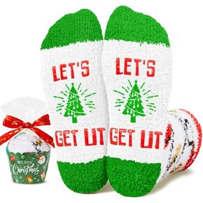 هدية عيد الميلاد المريحة من HAPPYPOP - جوارب Elf Candy Cane Lights لعيد الميلاد للبالغين in Saudi Arabia