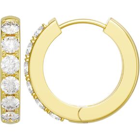 14K Gold Hoop Earrings for Women Hypoallergenic Lightweight Small Huggie Hoops with Round Cubic Zirconia 12mm 14mm 16mm 20mm 25mm 30mm in Saudi Arabia