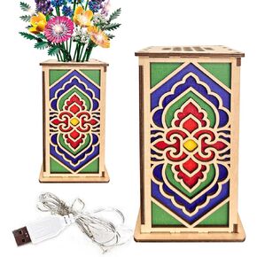 مزهرية خشبية لزهور ليغو، حامل عرض لنباتات ليغو، مزهرية بنمط مجوف هندسي رائع، هدية لمحبي الزهور (خشب) in Kuwait