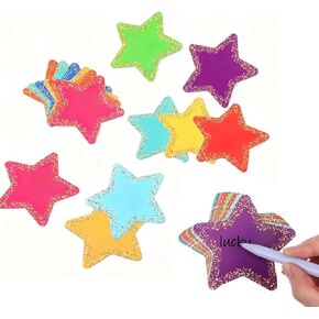 NTOYDHSZ 108 Pieces Star Cutouts, 3.54 Inch Glitter Paper Stars,Star Stickers in 9 Colors, Double-Sided Water Resistant Card Stock for Classroom Bulletin Board Decor, DIY Crafts, Party Supplies in Saudi Arabia