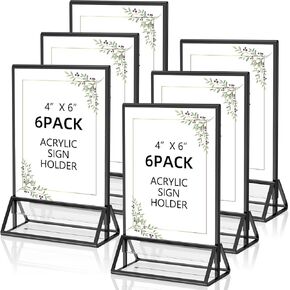 حامل علامة أكريليك 8.5X11 حامل علامة واضح، حامل نشرة على الوجهين، حامل قائمة الطاولة عرض موقف لرقم طاولة الزفاف (6 قطع) in Kuwait