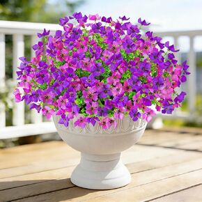 الزهور الاصطناعية والنباتات الصناعية في الهواء الطلق 12 حزمة الربيع الصيف وهمية ديزي مع الأوكالبتوس الزهور وهمية الزهور الخضراء واقعية للديكور حديقة المنزل فناء ساحة (أرجواني مزدوج) in Kuwait