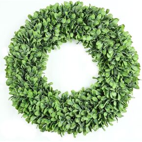 24inch Artificial Boxwood Wreath Spring Summer Wreath Faux Greenery Wreaths for Front Door Outside Wall Window Porch Farmhouse Garden Wedding Party Home Decor in Saudi Arabia