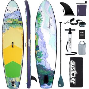 لوح مجداف قابل للنفخ، لوح مجداف بطول 11 قدمًا للبالغين والشباب، ملحقات SUP متينة مع سطح مانع للانزلاق، مضخة يدوية مزدوجة، حقيبة جافة سعة 10 لتر، حقيبة ظهر سعة 108 لتر in Kuwait