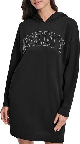 DKNY Womens Exploded Rhinestone Varsity Logo Hoodie Sneaker Dress in Saudi Arabia