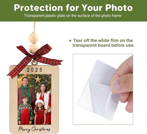 Christmas Ornament -2025 Merry Christmas Wooden Photo Frame with Hanging String for Xmas Tree Decoration Holiday Decor (Portrait) in Saudi Arabia